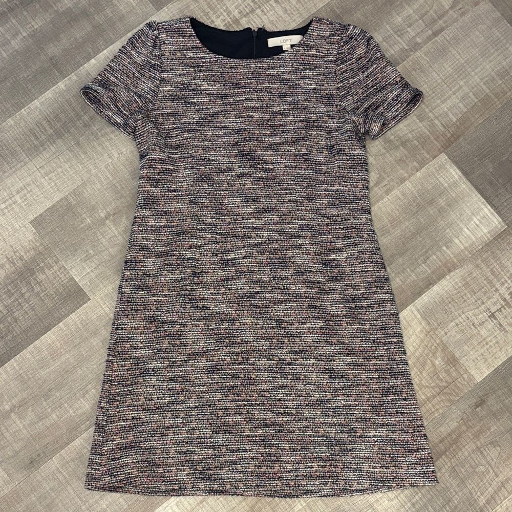 LOFT Textured Multicolor Knit Mini Dress